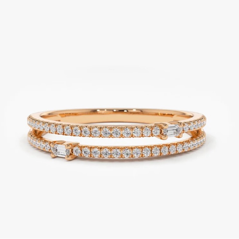 Pave & emerald diamond ring. Rose gold by Ferko’s